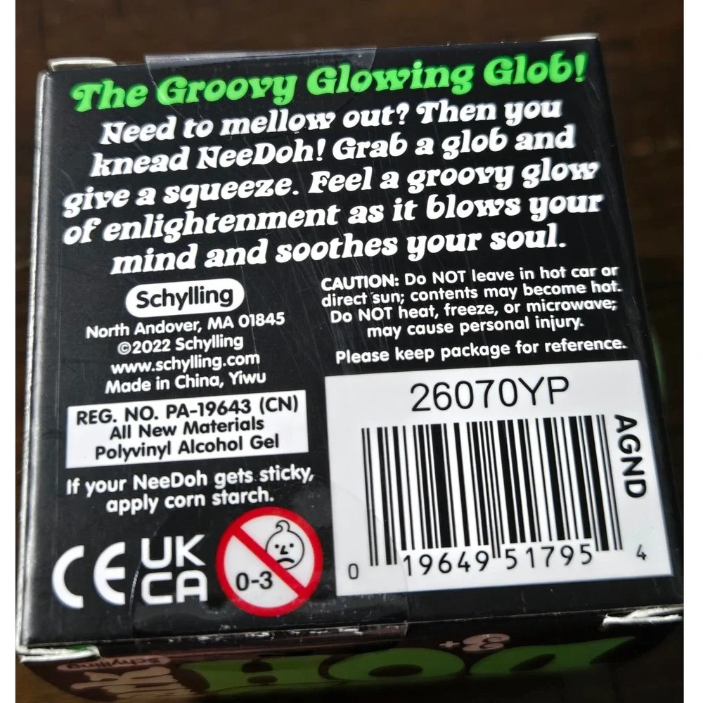 Schylling Glow In The Dark NeeDoh The Groovy Glowing Glob Green Fidget Toy